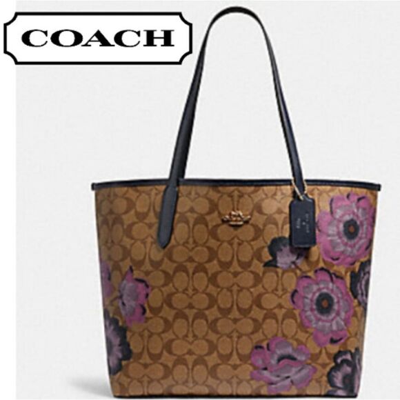 Coach Kaffe Signature C Floral Blooms Tote